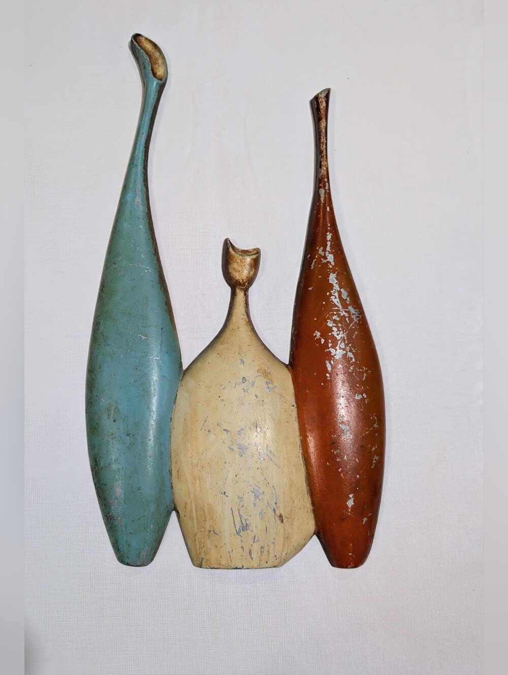 1960s Sexton USA Mid-Century Modern Metal 3 Wine Bottles Wall Hanging Decor 201